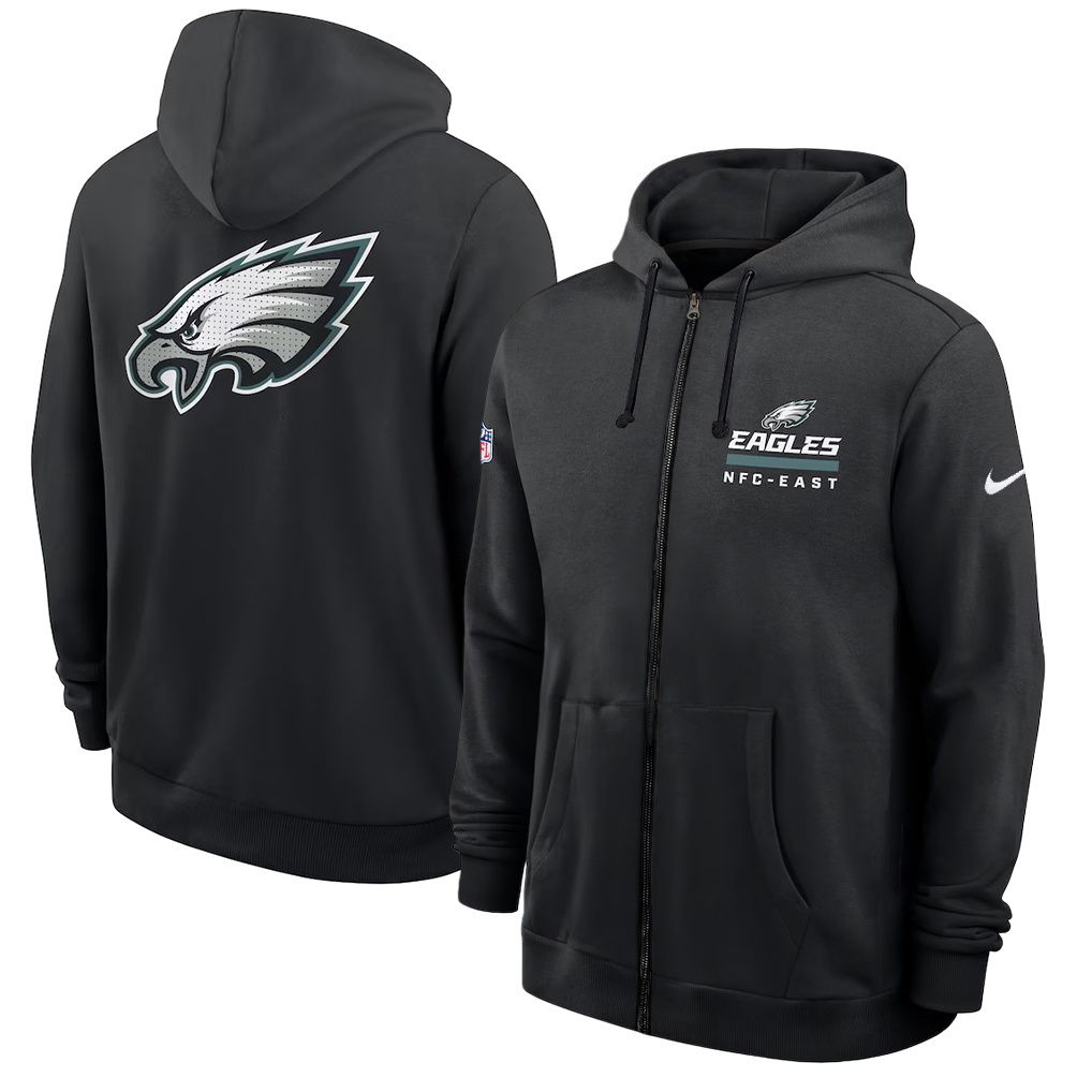 Men 2026 NFL Philadelphia Eagles zip-up hoodie black 01